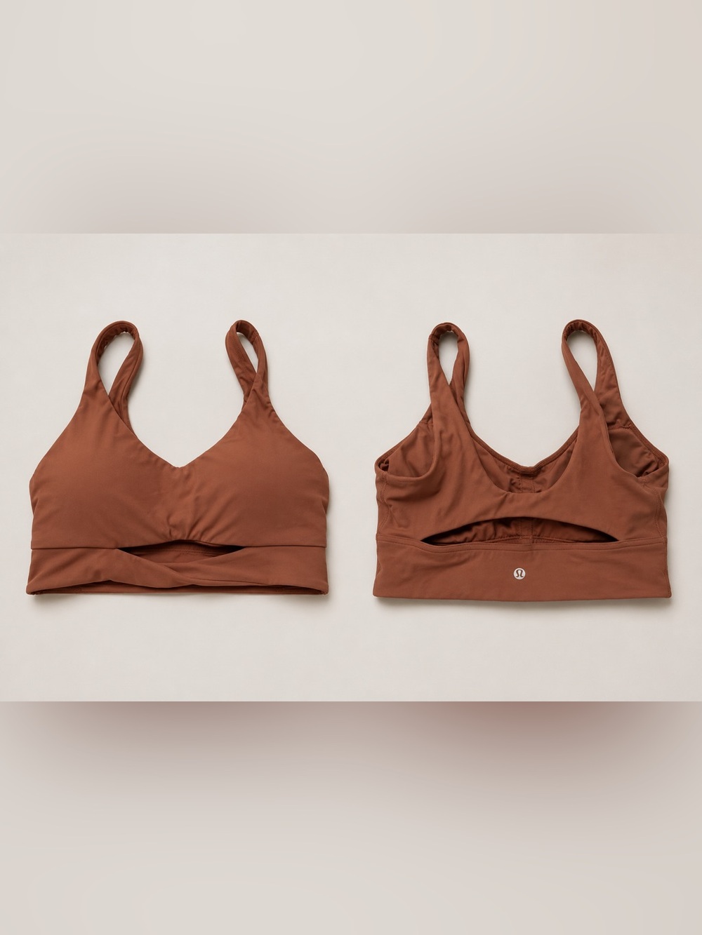 lululemon athletica Rust Brown V‑Neck Cutout Sports Bra